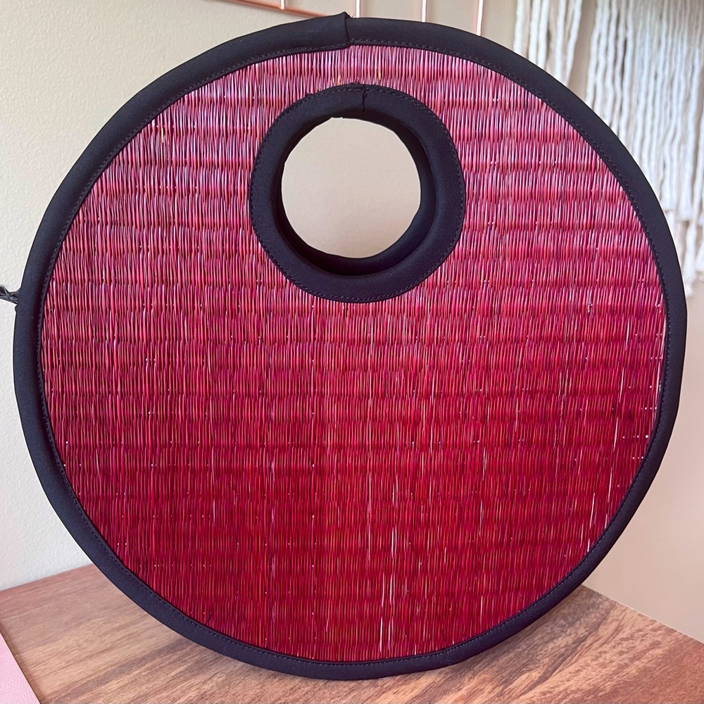 Chic Circular Red Woven Bag
